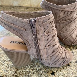 Soda Peep Toe High Heel Ankle Booties